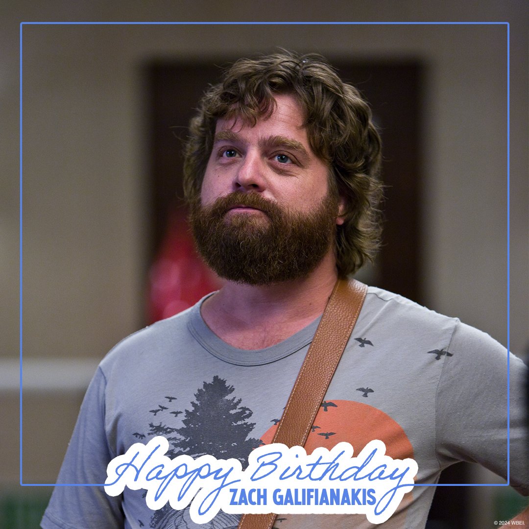 WBHomeEnt's tweet photo. Happy birthday, Zach Galifianakis - you're hard to spell but easy to love! https://t.co/l5rfkLFL7L