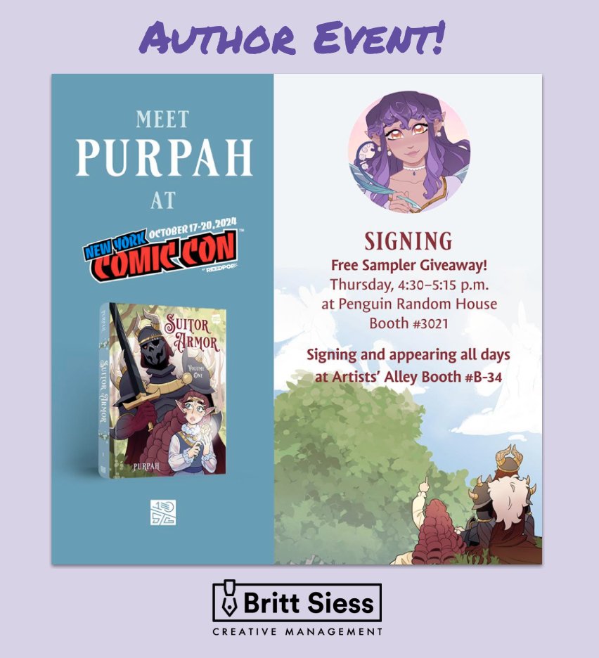 Suit up for New York Comic Con and don't forget to stop by for a sneak peak of the first ever print edition of Suitor Armor Vol. 1 by @thepurpa ⚔️