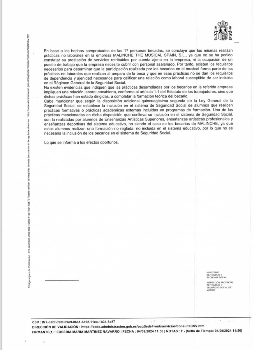 Y ahora q? La Inspección de Trabajo confirma q no hubo explotación ni relación encubierta en Malinche. A los q calumniaron a Nacho Cano y me atacaron por defenderle, dónde se han metido? Hora de replantearse lo dicho aunque hace falta coherencia y honestidad para eso.. #Código10