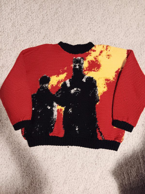 wasteofalovely's tweet image. My sister spent over 80 hours making this sweater to wear to the show tonight!!! We’re so excited!!! @twentyonepilots @tylerrjoseph @joshuadun #cliqueart #theclique #clikkies #twentyonepilots #tylerjoseph #joshdun #clancy #ClancyChicago #clancytour