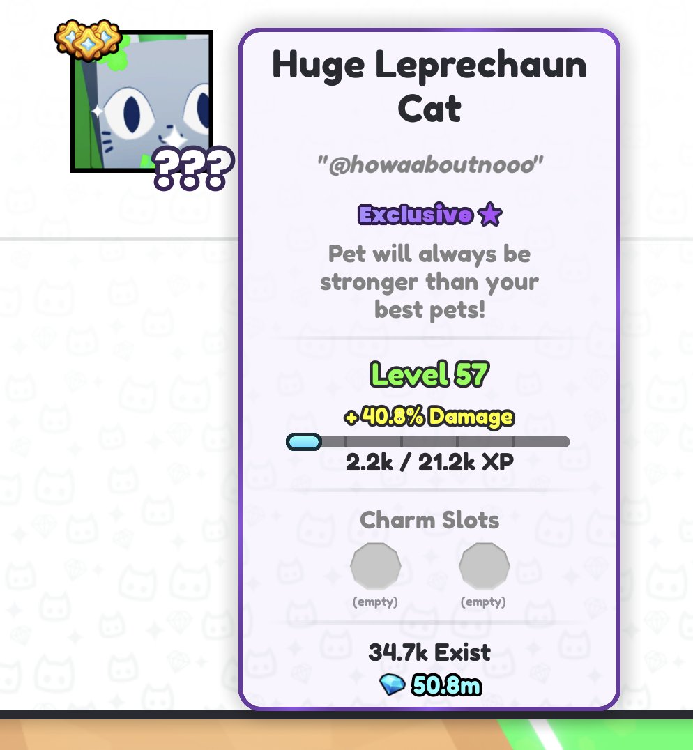 🎉 DAILY GIVEAWAYS - Day 273 🎉
🔥 HUGE Leprechaun Cat! 🔥

Requirements:
🤝 follow me &amp; <a href="/ToastedPop09/">ToastedPoptart</a> 
❤️ &amp; 🔁 like &amp; RT
💬 reply w/ ur username

giveaway ends in 3 days! good luck! 🔥
#PetSimulator99