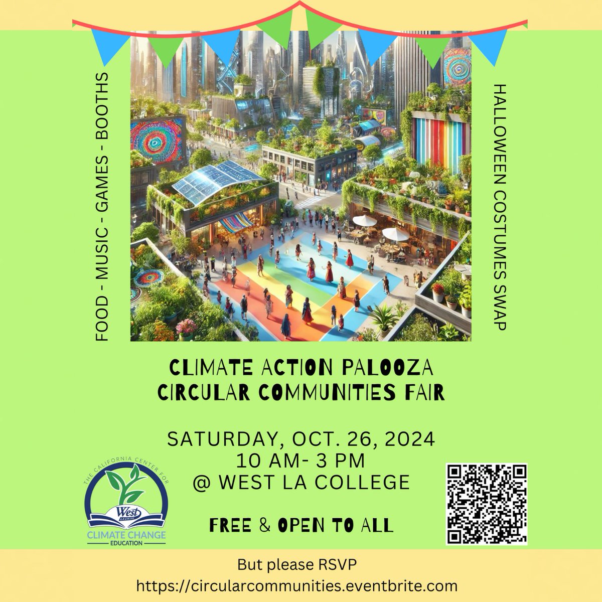 CLPchangeagents's tweet photo. The final day will be a celebration of sustainable living and circular  economy practices, featuring live music, food, booths, and  family-friendly activities. 

Join us for a transformative experience!
For more information, please email us at CAClimateCenter@wlac.edu. https://t.co/n7wTlmdbmo