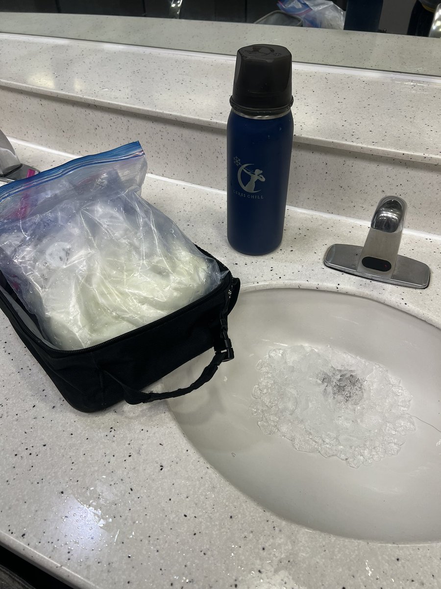 Update: Dumping ice before TSA at IAH. Fact: There is no vol limit on liquid breast milk going through TSA. Don’t need to have baby with you. Breast pump = medical device and doesn’t count for carry on allowance .#followTheMilk #theMoreYouKnow <a href="/WomenInNSGY/">Women In Neurosurgery (WINS)</a> <a href="/CNS_Update/">CNS</a> 🥶 🧊 🍼