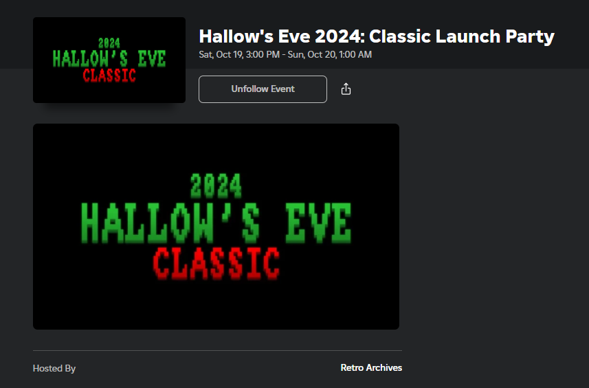 💀| Hallow's Eve 2024: Classic

<a href="/RetroArchives_/">Retro Archives</a> has an INCREDIBLE project for a Halloween event with the real classic roblox theme, which will be launched on October 19 at 2 PM EST.

Here are some limited ugc items that will be given away for free through in-game missions!