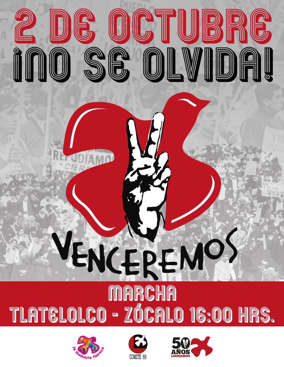 Desinformemonos's tweet photo. A 56 año de la matanza de estudiantes 
en Tlatelolco, el Comité 68 convoca a marchar este 2 de octubre de la Plaza de la Tres Culturas al Zócalo de la Ciudad de México a las 16 hrs.
https://t.co/DKVEUZ9ex7 https://t.co/w3A9yxSsDQ