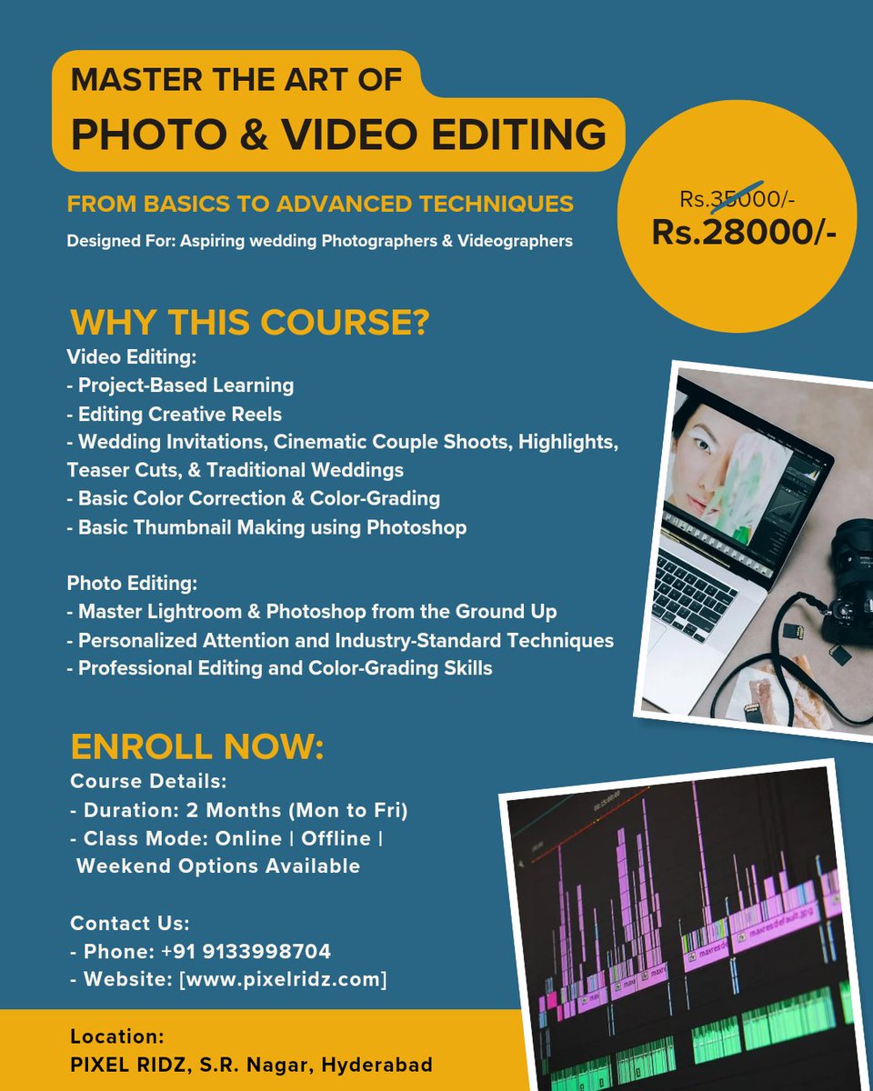 PixelRidz's tweet photo. Master Photo &amp; Video Editing: From Basics to Pro with Pixel Ridz

#PhotoEditing #VideoEditing #PixelRidz #Advance  #VideoProduction #FilmEditing #ColorGrading  #MotionGraphics  #LearnEditing  #MasterEditing #EditingTips #AdobePremiere #Photoshop #AfterEffects #Hyderabad #srnagar https://t.co/YWW0azcLUI