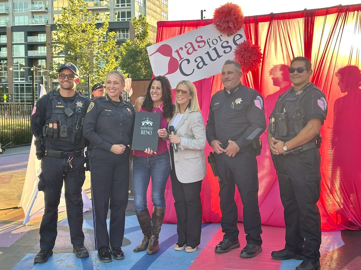 City of Reno (@cityofreno) on Twitter photo The Reno Arch turned pink tonight!
<a href="/MayorSchieve/">Mayor Hillary Schieve</a> and @Reno_Police Chief Nance declared Oct. #BreastCancerAwarenessMonth in the Biggest Little City at <a href="/NVCancer/">Nevada Cancer Coalition</a>’s inaugural Bras for a Cause event. Proceeds go towards the cost of diagnostic tests for those unable to pay! The Reno Arch turned pink tonight!
<a href="/MayorSchieve/">Mayor Hillary Schieve</a> and @Reno_Police Chief Nance declared Oct. #BreastCancerAwarenessMonth in the Biggest Little City at <a href="/NVCancer/">Nevada Cancer Coalition</a>’s inaugural Bras for a Cause event. Proceeds go towards the cost of diagnostic tests for those unable to pay!