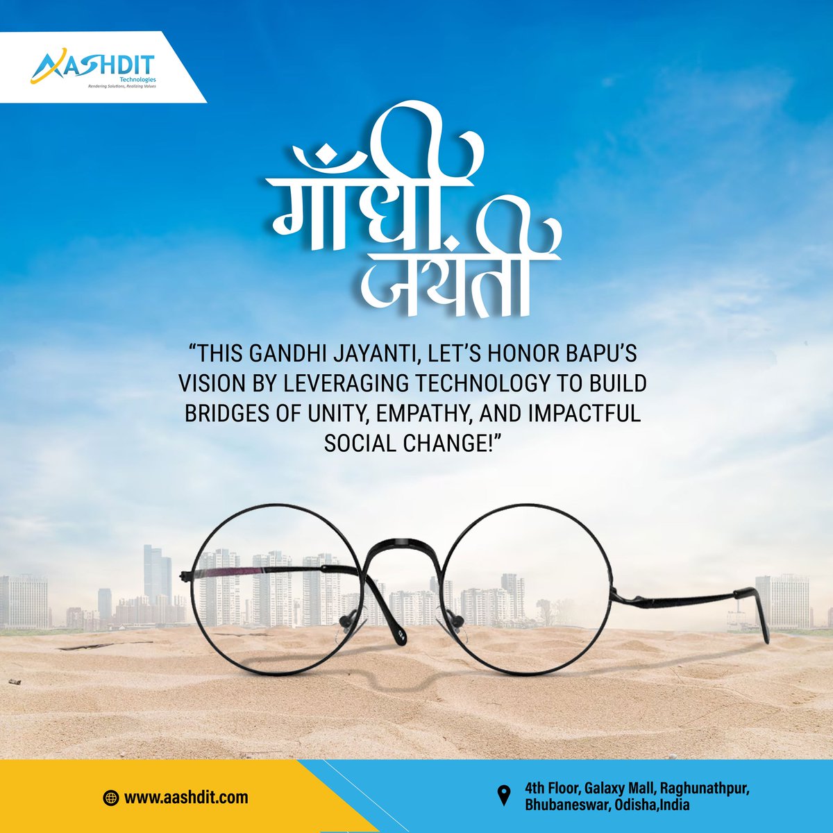 AashditTech's tweet photo. Honoring the spirit of Mahatma Gandhi this Gandhi Jayanti! Just as he embraced change for a better world, let’s leverage technology to create a brighter future. 🌍✨
 #GandhiJayanti #TechForGood #InnovateForChange#FutureOfChange#Aashdit https://t.co/YGZPaCrIyb