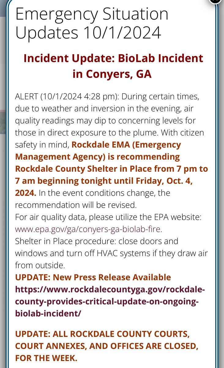 julianakilrose's tweet image. Earlier today Rockdale County evolved its guidance around the chemical plume, recommending folks in the county shelter in place from 7pm to 7am each night until Friday
The reason they gave was “weather and inversion in the evening”