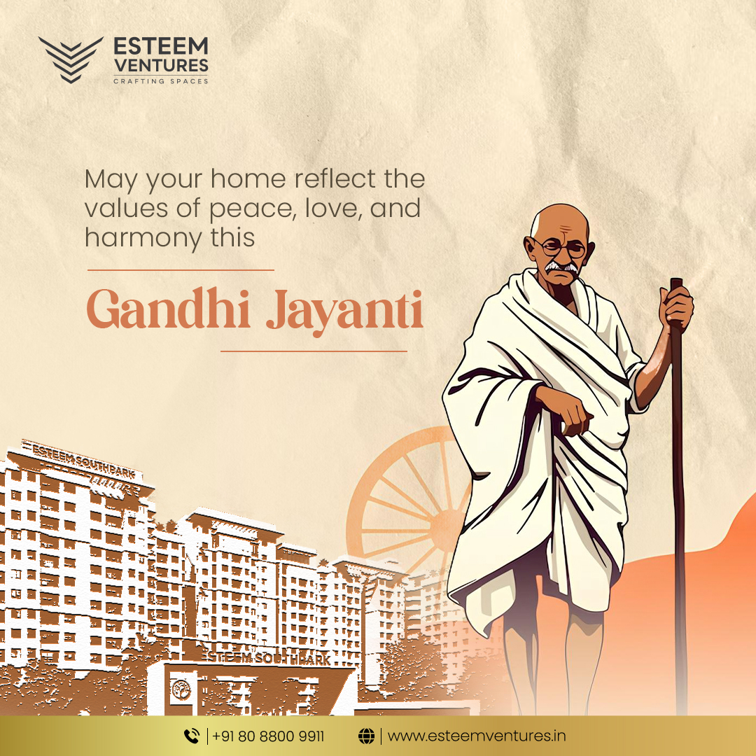 esteem_ventures's tweet photo. This Gandhi Jayanti, let’s honor the legacy of the man who shaped our nation with values as strong as the cities we build. 🕊☮️

#EsteemVentures #GandhiJayanti #October2nd #NonViolenceDay #FatherOfTheNation #TopicalPost #TopicalZone https://t.co/R7NBicH15a