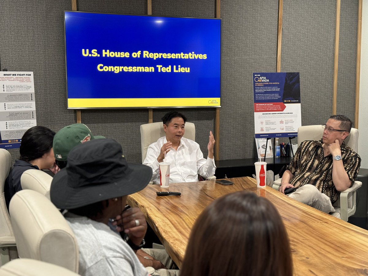 OneAPIANevada's tweet photo. Honored to welcome Congressman @RepTedLieu today to discuss the power of democracy, mobilizing AANHPI communities to vote, digital safety, and how the #IRA is lowering prescription drug costs and saving our climate through the #CleanEnergyPlan. Together, we can shape the future! https://t.co/STtKijgGOm