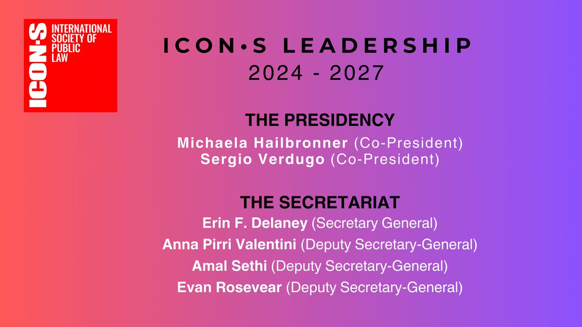 ICONā¢S (@icon__s) on Twitter photo We are excited to introduce the newly appointed team who will serve as Officers for the Society during the 2024-2027 cycle!
Co-Presidents: @MHailbronner & <a href="/sergioverdugor/">Sergio Verdugo</a>
Secretary General: <a href="/efieldingd/">Erin Delaney</a>
Deputies: <a href="/anna_pirri_/">Anna Pirri Valentini</a>, <a href="/amalsethi/">Amal Sethi</a> & Evan Rosevear
š icon-society.org/new-team/ We are excited to introduce the newly appointed team who will serve as Officers for the Society during the 2024-2027 cycle!
Co-Presidents: @MHailbronner & <a href="/sergioverdugor/">Sergio Verdugo</a>
Secretary General: <a href="/efieldingd/">Erin Delaney</a>
Deputies: <a href="/anna_pirri_/">Anna Pirri Valentini</a>, <a href="/amalsethi/">Amal Sethi</a> & Evan Rosevear
š icon-society.org/new-team/