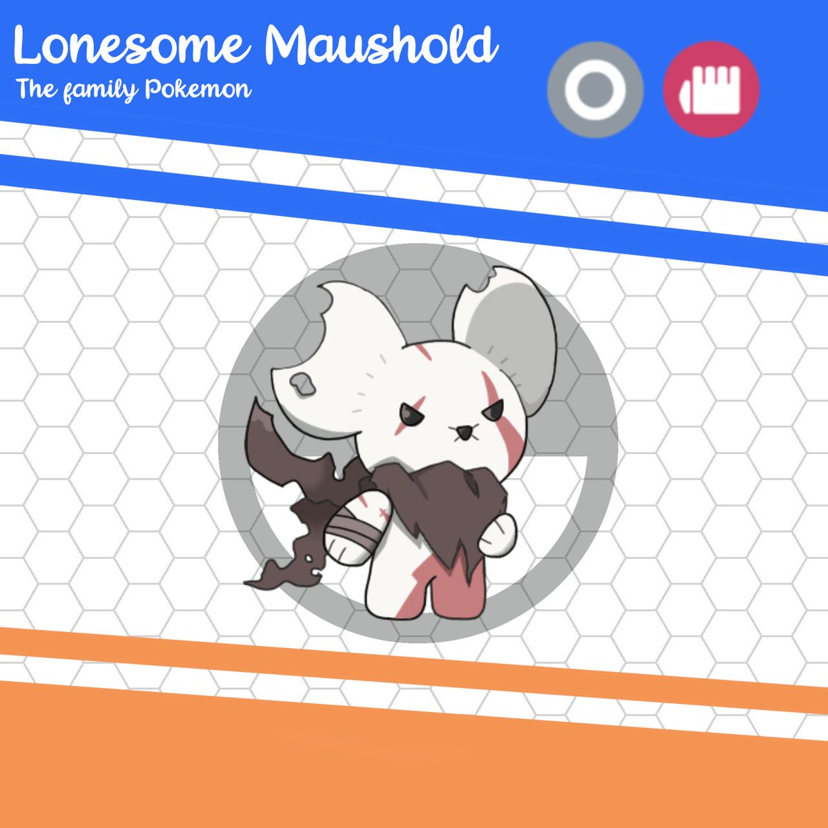 Name: Lonesome Maushold 
Type: Normal/Fighting 

Dex entry: A Maushold who has lost his entire family due to an attack by a vicious pokemon. He has since spend most of his time training his body to one day get his revenge.