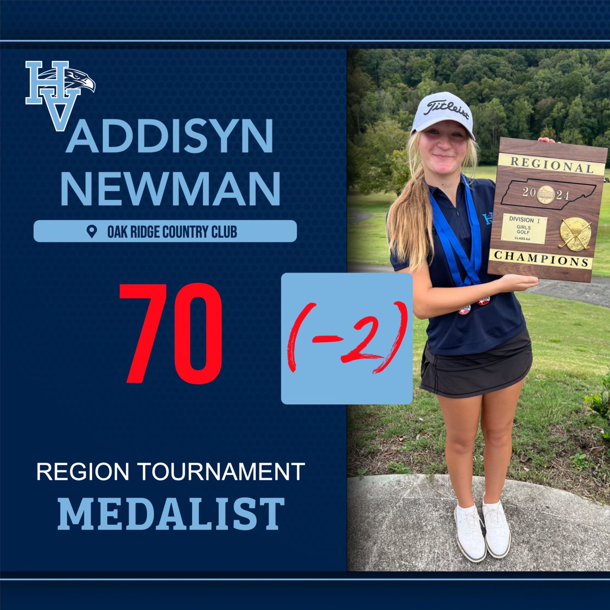 HVAGolf's tweet image. Great day for the Hawks! Our Ladies won the Regional Championship and advance to State. Congratulations to Addisyn Newman for winning the Overall Medalist and to Jake Sheffield for 3rd Medalist and also advancing to State. @HVAHawks @HVAAthletics @HVAAC