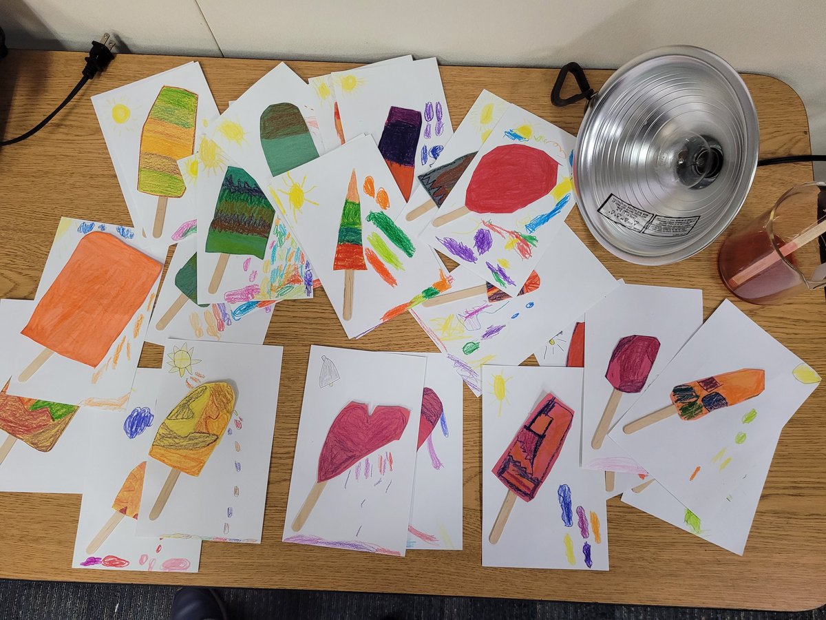 MrsTaylor7720's tweet photo. Everyday heat!!! I love their Popsicles they created and how they illustrated melting 🫠 😍 #1stGradeScience #1stGradeFun @AliefISD @AliefLearns @ExplorersCol @MrChavezTeaches @MytraCunningham @McGrawHillK12 https://t.co/HNmpzcuNpY