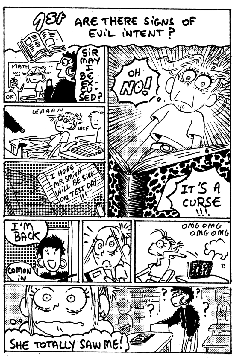 A silly comic about summoning ghosts instead of studying for a test 👻 1/3 