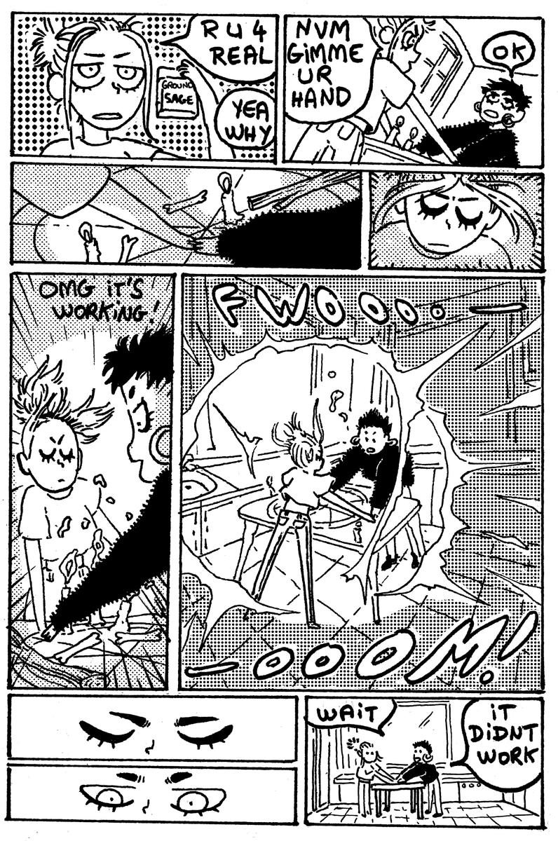 A silly comic about summoning ghosts instead of studying for a test 👻 1/3 