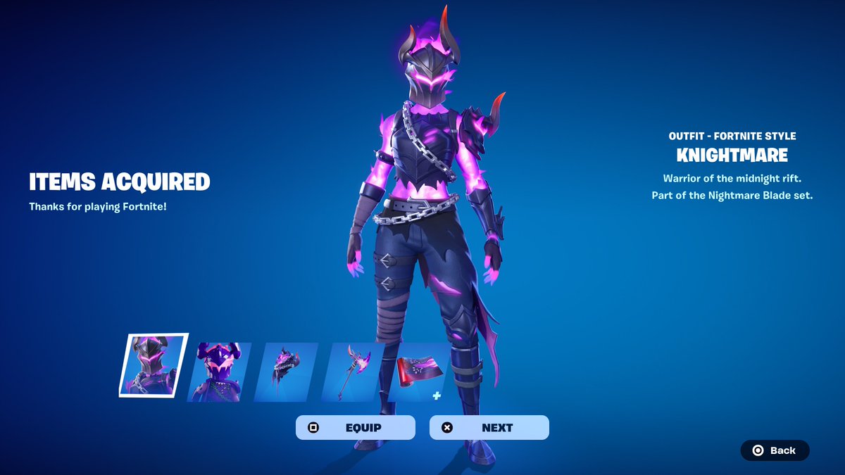 Fortnite Knightmare Skin Giveaway

To Enter: 
❤️♻️ LIKE &amp; RETWEET
📲 FOLLOW @ForkniteStatuss 
✅ COMMENT “DONE”

USE CODE ‘FNLK’ #ad