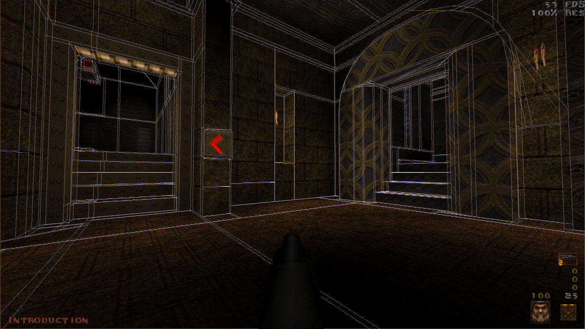 mankrip's tweet photo. The BSP outline rasterizer in the #Retroquad engine was completely overhauled, and now it properly supports diagonal lines and interlacing. https://t.co/zYsk0hUfrn