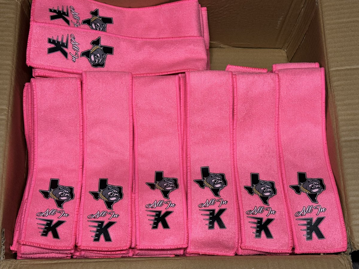 klutchgear's tweet photo. Why not us? Custom Pink  Out towel for @RC_Bulldogs  Freshman class.  #AllIn https://t.co/OUTCk1b6Tx