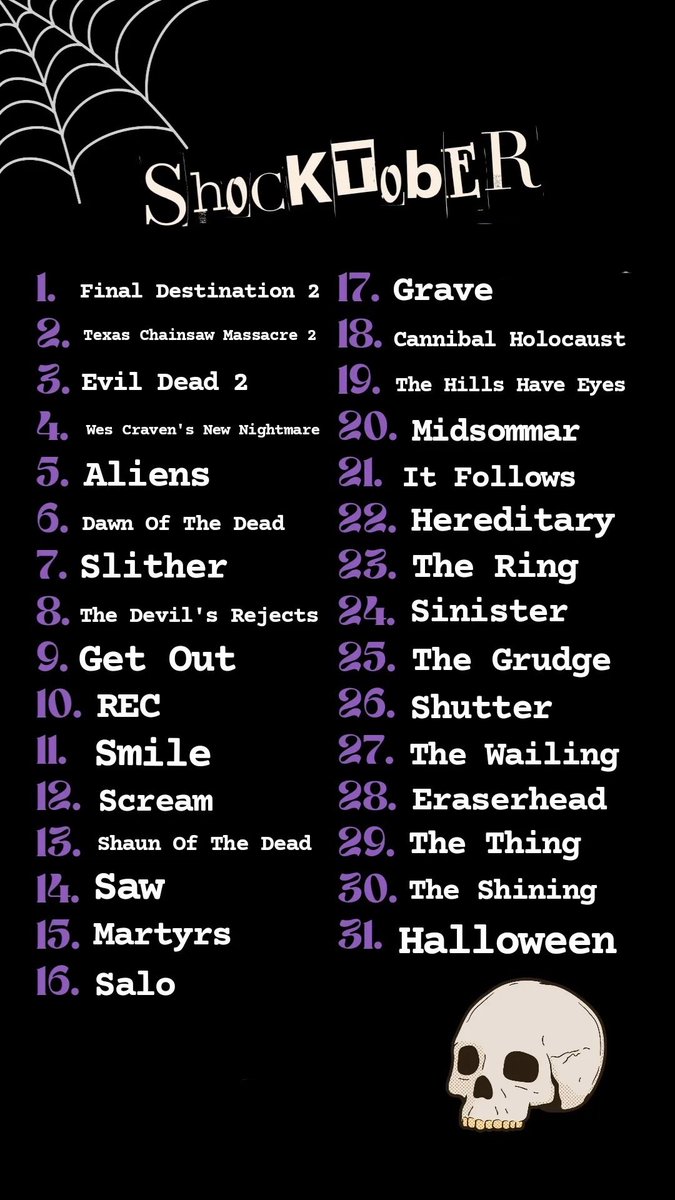 cheesy_tigerr's tweet photo. Shocktober ! 
Now you have to watch one movie a day until Halloween. 

Let me know if you want the template https://t.co/hCclvAJ1Tq