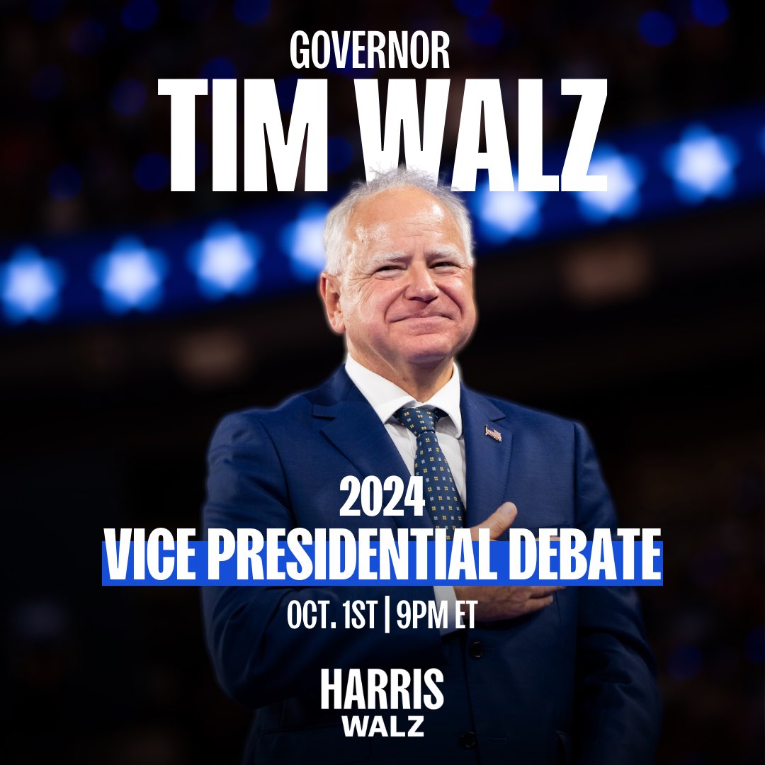 NickKnudsenUS's tweet photo. The hashtag #WinningWithWalz is trending #18!
Can we move it into the Top Ten before the debate starts?
Retweet & reply with the hashtag and let’s move this up the board! JD will hate it. https://t.co/tljW3dH9ye