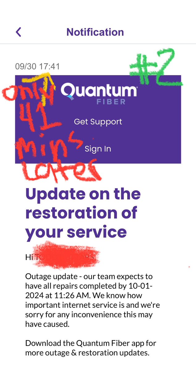 cjk1370's tweet photo. @quantumfiber this is utterly unacceptable. Newest estimate is OVER 48 hrs after original quote&amp;nrly 3 days W/O service. Loc: SLC, Ut, USA https://t.co/mR2EETGzF7