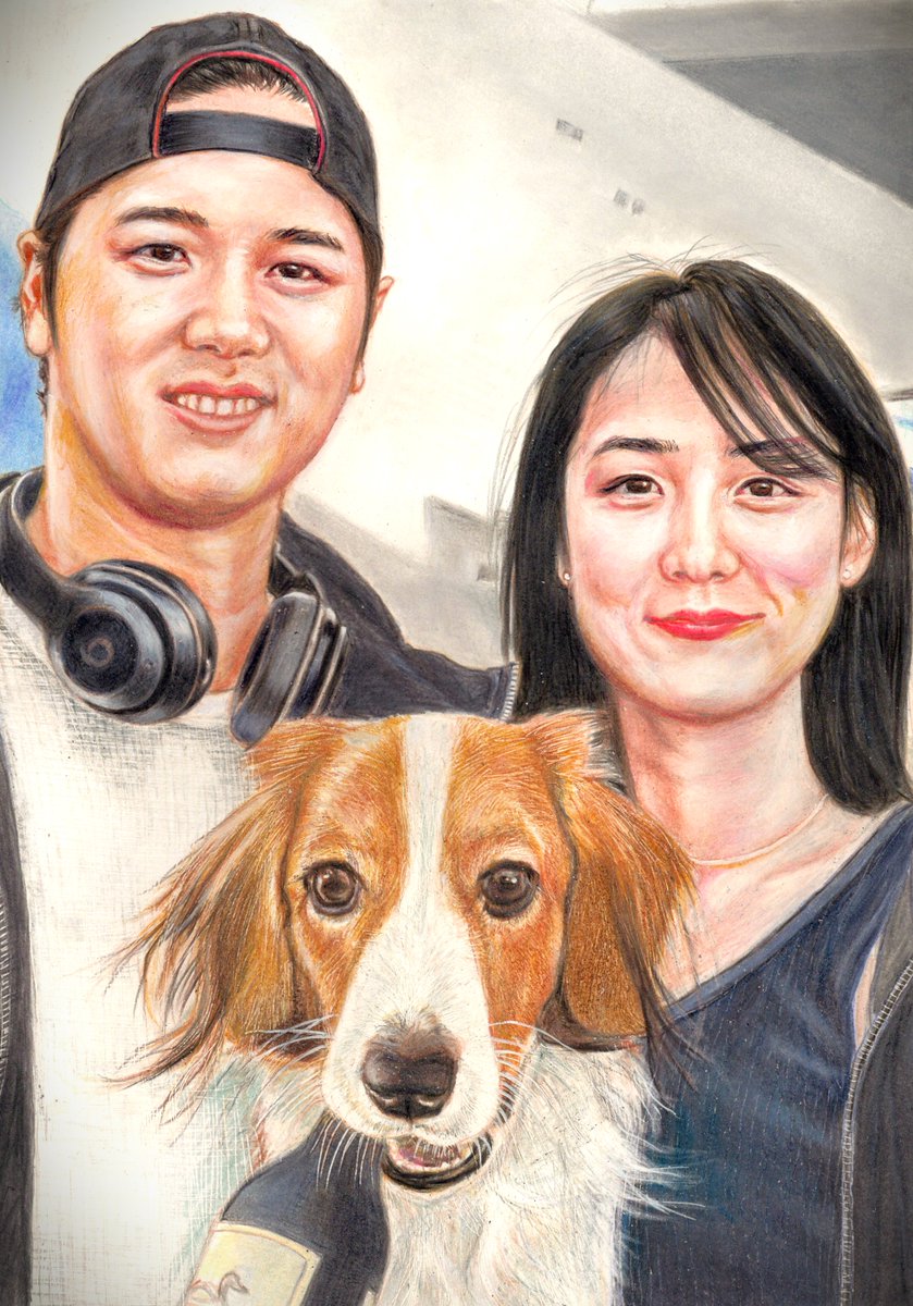 色鉛筆画 似顔絵 大谷翔平選手の50－50を記念して過去絵を投稿です