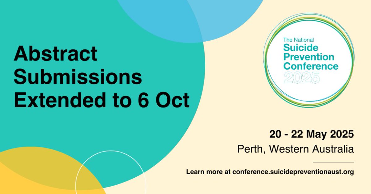The window to submit abstracts has been extended until October 6, meaning it is not too late to submit your abstract reflecting the theme ‘Together Towards Tomorrow’. 
More 👉 conference.suicidepreventionaust.org/abstracts/