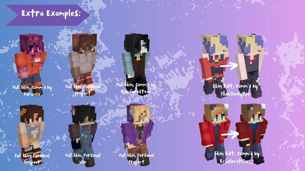 ProjectEmo's tweet image. I've decided it was about time to give the 'ole commissions sheet a rework. 

If you're interested in a Minecraft skin feel free to dm me here (@ProjectEMO) or on my discord GoodTimesWithElliott! 

[ #minecraftskin , #commission , #commsopen #minecraftskincommissions ]