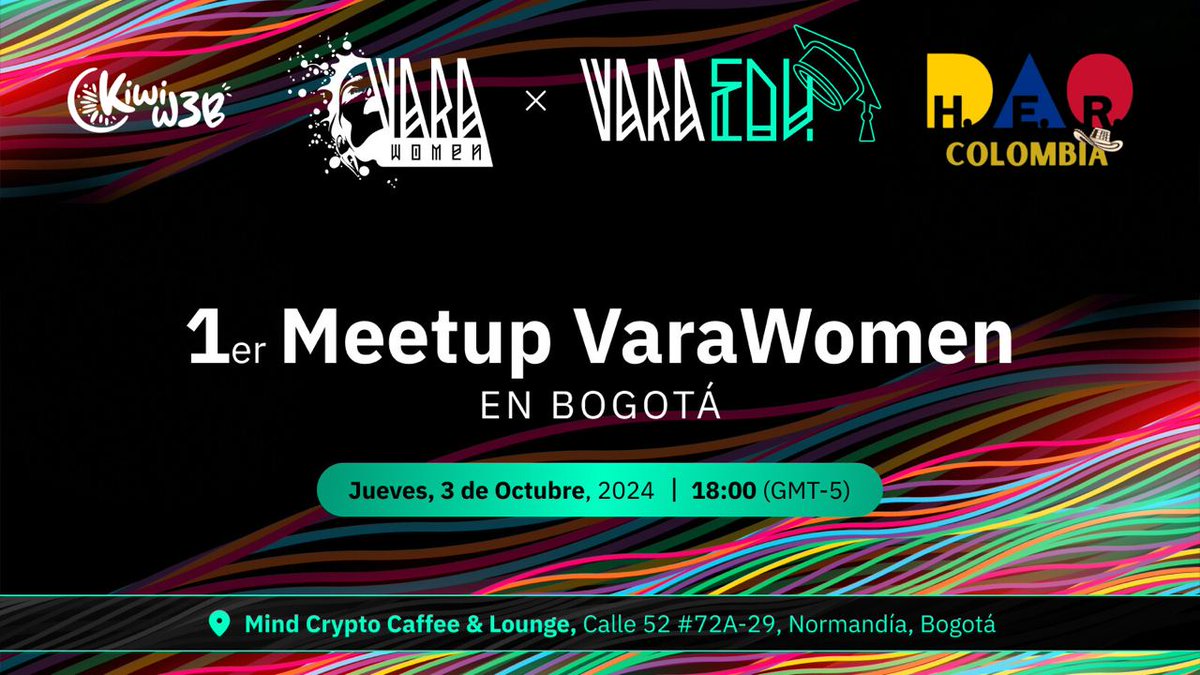 🇨🇴 ¡Acompáñanos al 1er VaraWomen Meetup en Bogotá! Junto con <a href="/herdaocolombia/">H.E.R. DAO Colombia</a> &amp; <a href="/KiwiW3b3/">KiwiW3b</a> compartiremos un gran tiempo de aprendizaje Web3🦸‍♀️🦹🏻‍♀️ ¡No olvides registrarte!

🔗 lu.ma/ox5x4khv
🗓 Jueves 3 de Octubre | 6:00pm