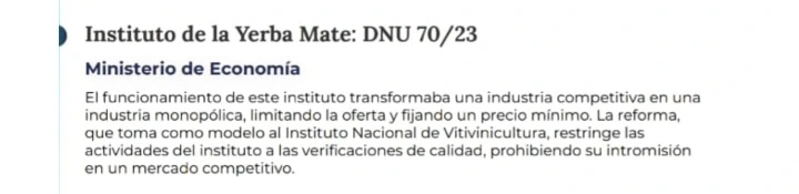 PettersonJonasE's tweet photo. La vitacora de gestión del presidente en el cap q habla sobre la yerba mate, explica q el @inymarg  fijaba precio para 13 mil produc y generaba un monopolio para cada 1 y hoy convirtió al Instituto en COMPETITIVO donde las 5 empresas líderes van a desarrollarse y crecer librement https://t.co/Aj7e6A8v2X