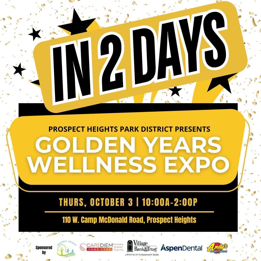 ProspectHtsPrks's tweet photo. Join fellow active adults on Thurs, October 3, 10am-2pm for the GOLDEN YEARS WELLNESS EXPO! The day will be packed with door prizes, goody bags &amp; refreshments to the first 250 attendees, health screenings and valuable resources from local organizations tailored just for you. https://t.co/ePcMfpKvEa