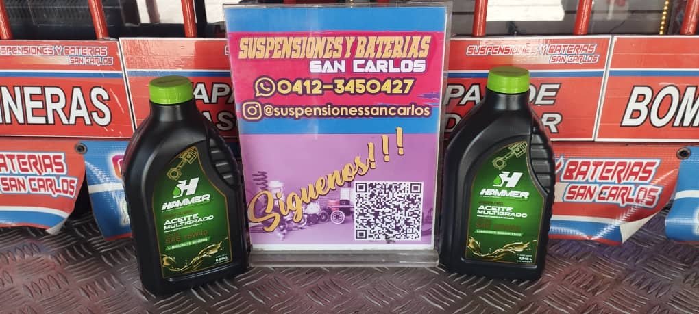 Aceite marca hammer sellado mineral en 6$ y semisintético en 6.5 el litro Suspensión y Batería San Carlos Edo Cojedes