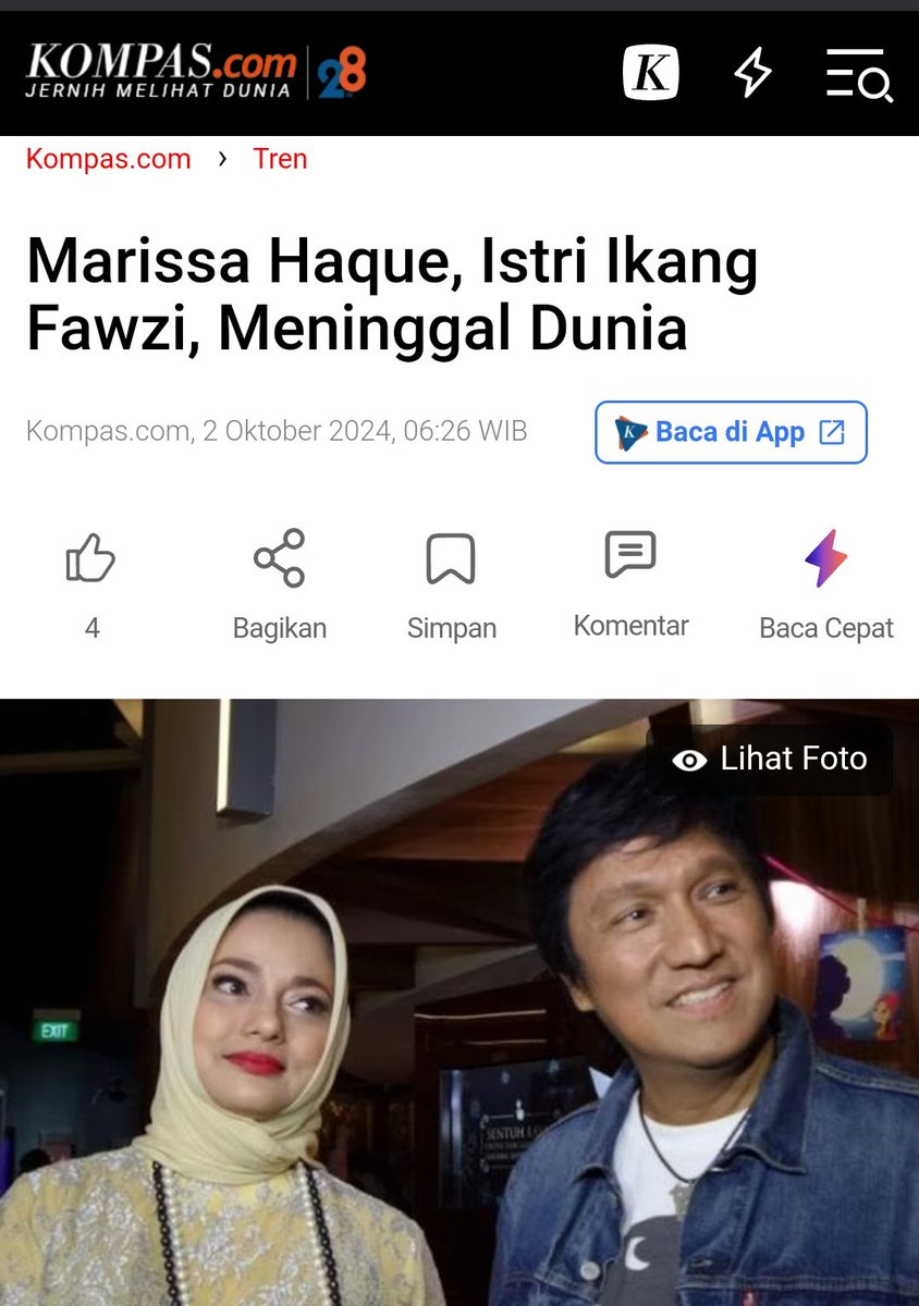 SiaranBolaLive's tweet photo. #OOT Innalillahi wainnaillaihi rojiun Marissa Haque meninggal dunia...semoga Husnul Khotimah. https://t.co/EFdh9C2WIY