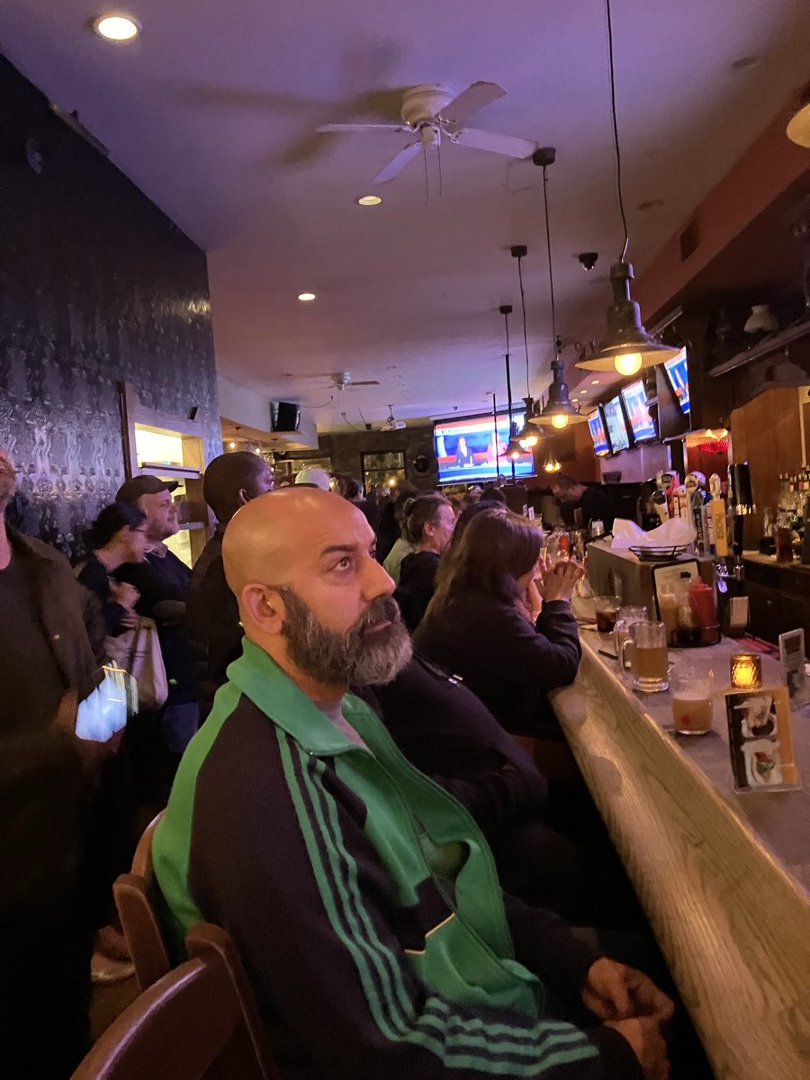 It’s like a football game in here before the VP debate! At the Dram Shop, Brooklyn, New York.