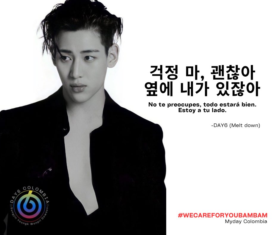 Day6_Colombia's tweet photo. En vista de lo que últimamente ha manifestado BamBam de GOT7, MyDay Colombia se une en solidaridad con él, su grupo, y ahgase, mostrando nuestro apoyo en estos momentos.

#WecareforyouBamBam 
#Weloveyoubambam

#IGOT7 #Bambam #DAY6 https://t.co/FFU90KI0la