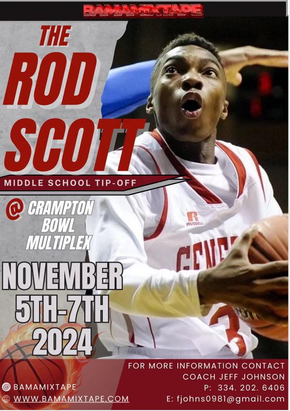 Fjohns0981's tweet photo. Finally Finalized!!! It’s Up!!
First Annual Rod Scott Middle School Tip Off Tournament!!
BOYS & GIRLS
#ThreesUp!!
#LLRS
STILL LOOKING FOR TEAMS!!!!
@BAMAMIXTAPE https://t.co/oWSZMi0Ost