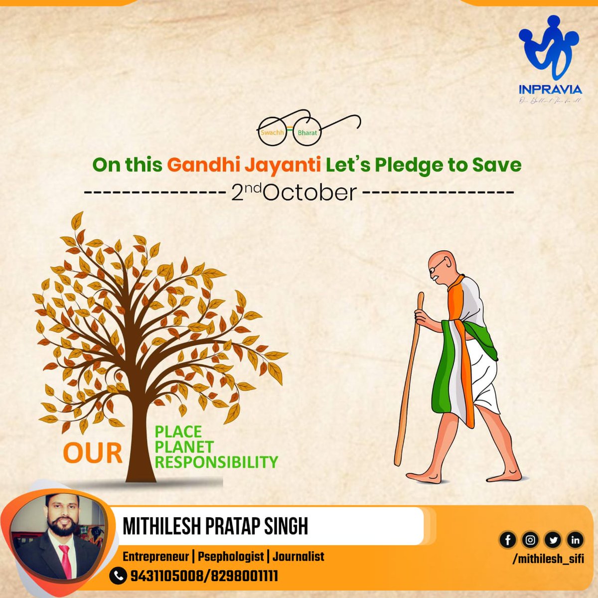 singhmithilesh0's tweet photo. Happy Gandhi Jayanti!
Today, we honor the legacy of Mahatma Gandhi, the champion of #peace and non-violence. His teachings inspire us to pursue #truth and #justice in our lives. 
Let’s commit to spreading #kindness and making the world a better place, just as he envisioned. 🕊️ https://t.co/yaQPc5d9yY