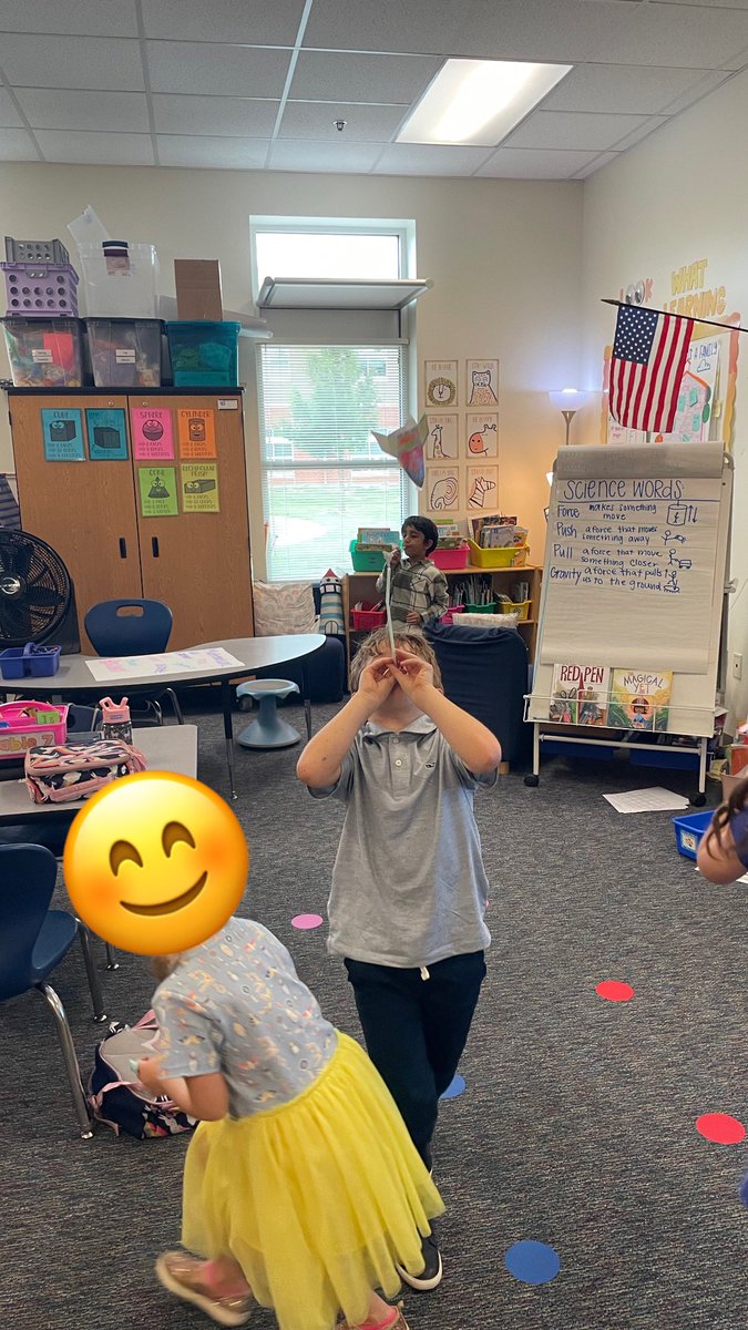 MsSanftleben's tweet photo. First grade is having a ✨blast✨ learning about force and motion! We challenged ourselves to move an object without touching it. We also observed how gravity pulls our rockets back to the ground. @ScottsRidgeES https://t.co/cDUilyhIBQ