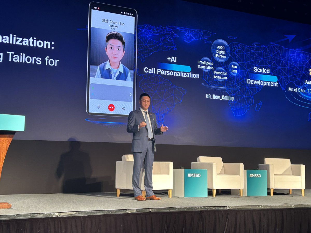 Telecomwaring's tweet photo. #M360 APAC @Huawei president of carrier business James Chen cited forecast of AI terminals in homes reaching 8 billion by 2030. https://t.co/Qa3PJoyU0Y
