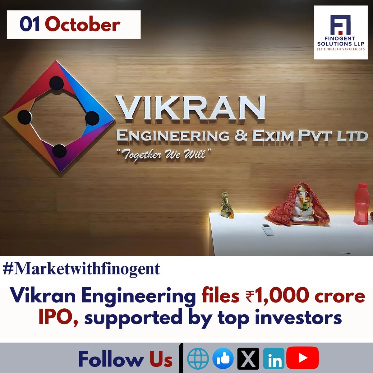 RajatDharSage's tweet image. Vikran Engineering, backed by Ashish Kacholia and Mukul Agarwal, files ₹1,000 Cr IPO for growth. Order book grew to ₹2,114.80 Cr in FY24! 
.
.
.
.
#IPO #VikranEngineering #finogentsolutionllp #finogentnews #stocks #stocksmarket