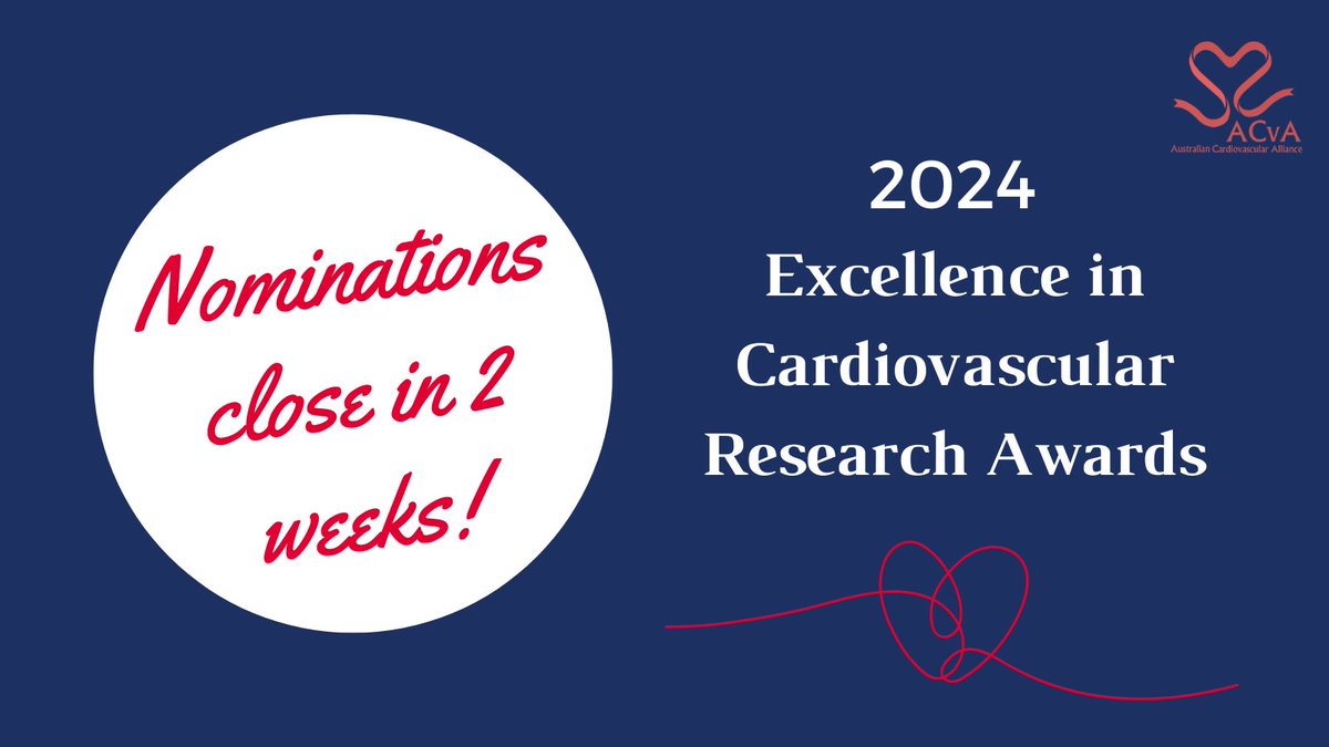 Let's celebrate excellence in heart and stroke research!
Nominate now for the ACvA Excellence in Cardiovascular Research Awards.
📅The closing date is October 25th.
Get all the details and submit your nominations here:
ozheart.org/programs-and-e…
#ACvAAwards2024