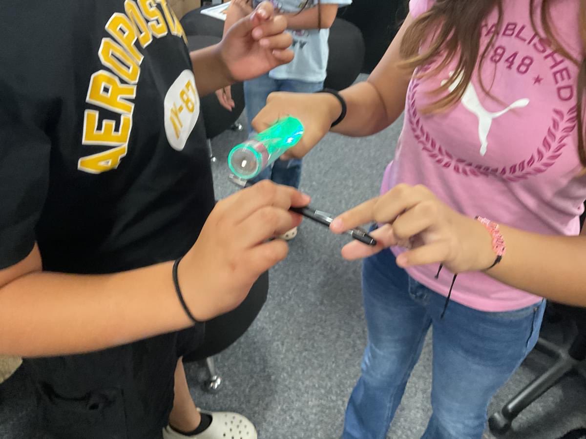Mrs. Sanchez's class is learning about the scientific method and exploring the flow of energy. Today, they conducted experiments to test their hypotheses about how an energy stick functions.
