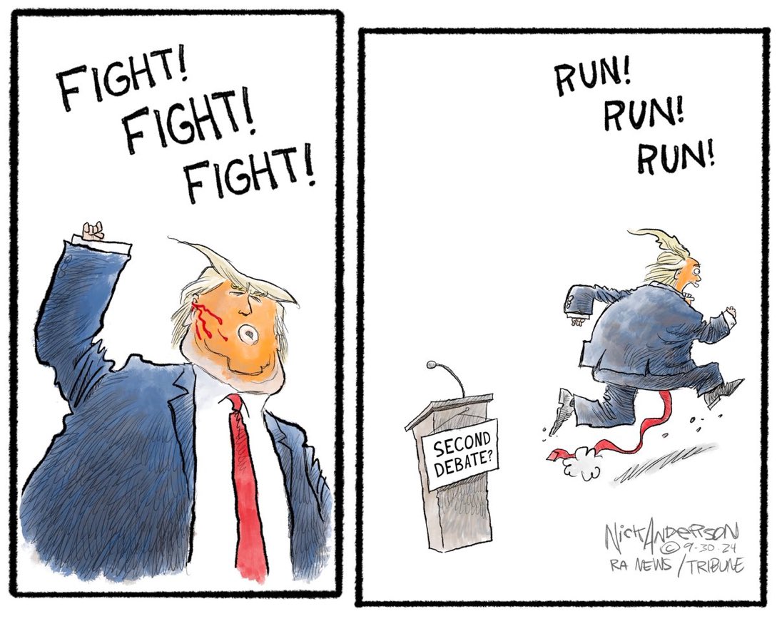 chunterkap's tweet photo. “THERE WILL BE NO THIRD #DEBATE!”
~#TRE45ON #Vonshitzinpsnts, #ChickenInChief
#DebateKnockout https://t.co/E1sZZtvmoi