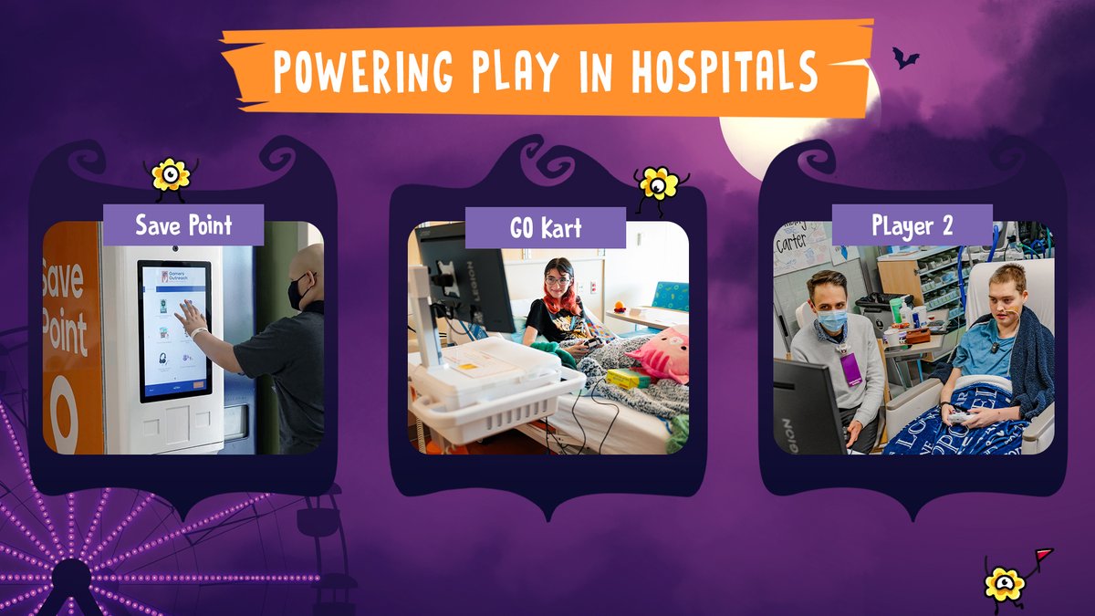 GamersOutreach's tweet photo. Spooktacular is a celebration of frights, but our programs help make hospital stays less scary for kids receiving care.

See how each makes a difference and all the ways you can too - https://t.co/AWVXcWkzZc

#SS2024 https://t.co/9jV38eFopV