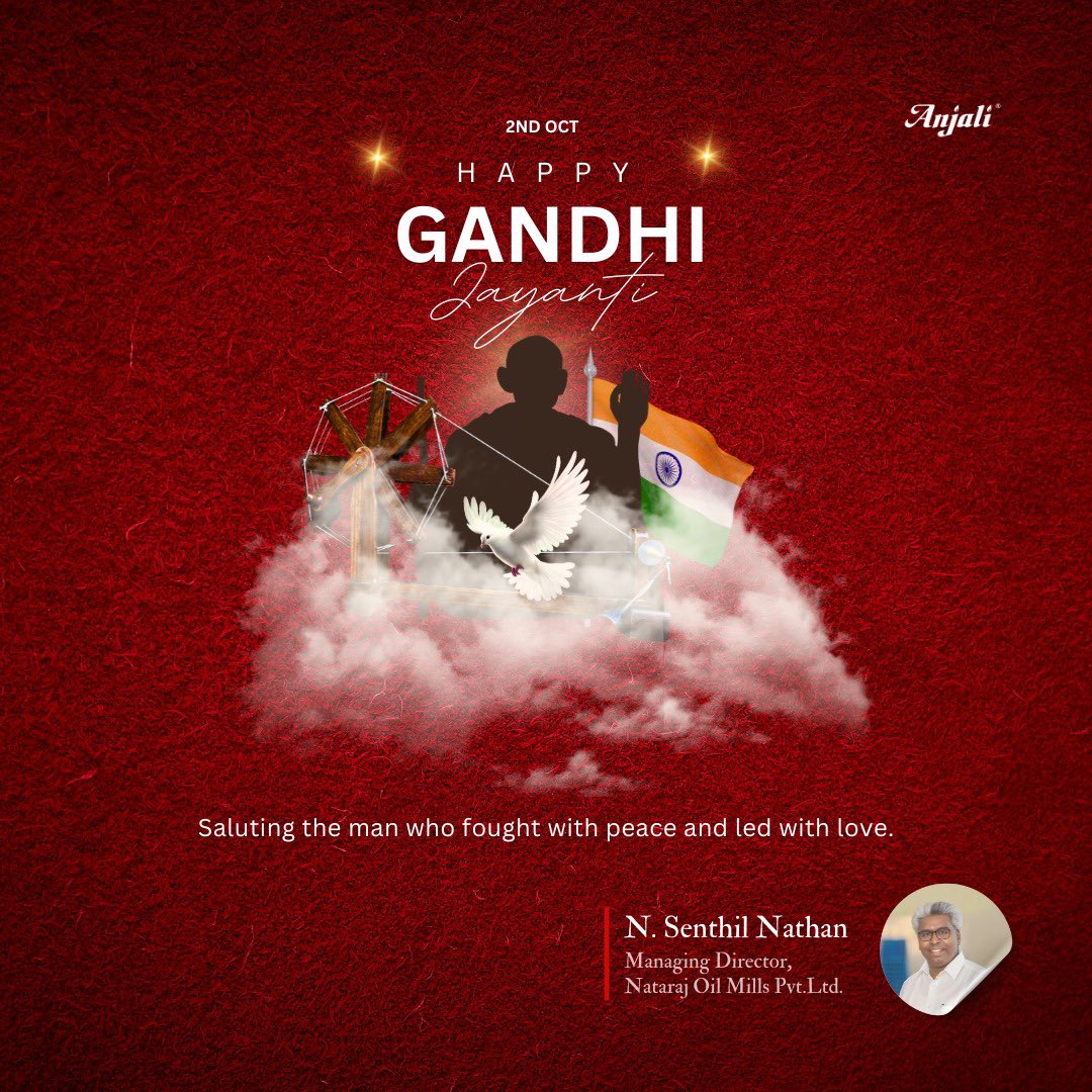 anjnathan's tweet photo. Happy Gandhi Jayanti!

Today, we celebrate the birthday of Mahatma Gandhi, a visionary who fearlessly led with humility and an unshakable belief in the power of truth and nonviolence. His principles of self-discipline, integrity, and simplicity continue to inspire individuals and businesses alike.

Let's celebrate his incredible legacy and make it our mission to infuse our professional lives with these timeless values!

Truth: Embrace transparency in all our work and communication. 

Nonviolence: Foster collaboration and resolve conflicts with empathy. 

Simplicity: Always strive for simplicity in everything we do. for excellence without excess.

Let’s pursue purpose-driven leadership and build a future rooted in compassion and respect for all.

#GandhiJayanti #Leadership #Values #Inspiration #NonViolence