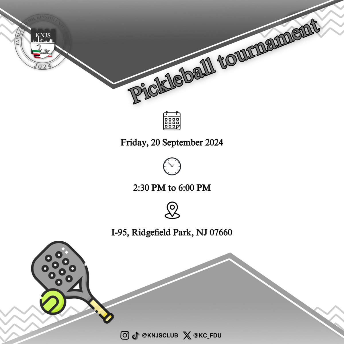 Join us on Friday for a pickleball tournament 

🥇Prize: 200$