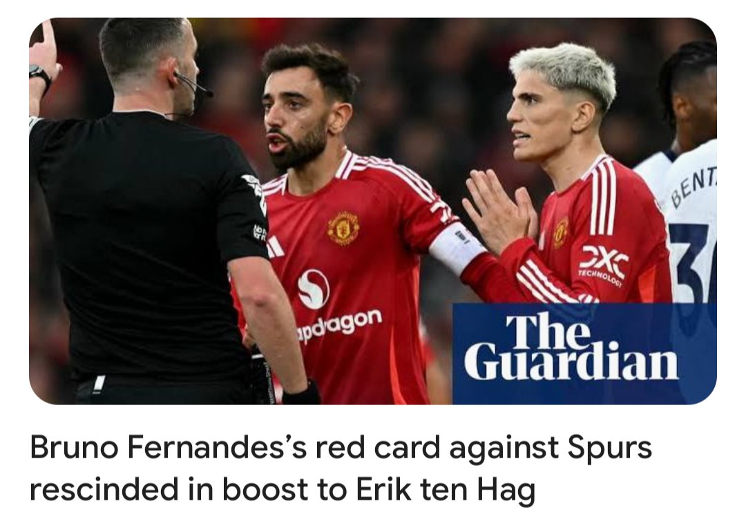 If VAR is doing its job, a red card should never need to be rescinded.

Rescinded means BOTH ref and VAR both got it wrong.... That's quite embarrassing. 

#MUFC