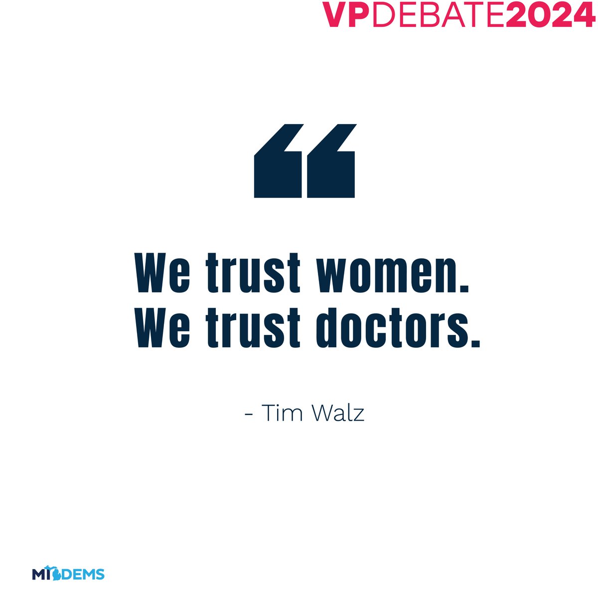MichiganDems's tweet photo. Period. End of story. #VPDebate2024 #VPdebate https://t.co/W4YPJG9sJs